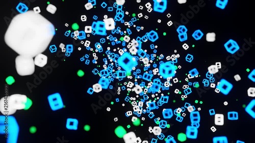 Abstract Glowing Wireframe Tunnel. Computer generated render