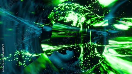 Glowing Green SciFi Wormhole Tunnel. Computer generated render