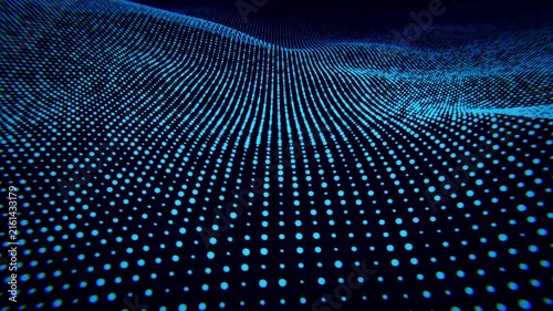 Grid plexus style background wave on the dark or black background 3d render animation