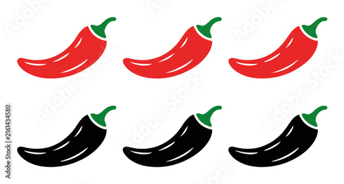 Foto Red and black chili pepper icons isolated on transparent background for spicy food design