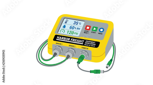 Yellow Equipment Monitor with Sensors Isolated