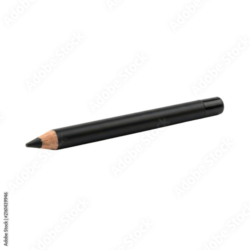 Black eyeliner pencil for professional makeup, cosmetic eye pencil with matte finish, beauty tool for defined eyes isolated PNG with Transparent Background