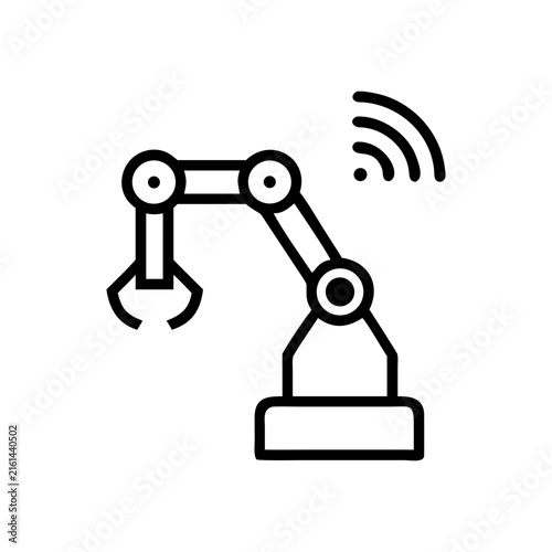 Smart Manufacturing Line Icon Thin Outline Vector Illustration for Industrial Automation Robotics Production Systems Factory Technology Industry 4.0 and Digital Transformation UI Design