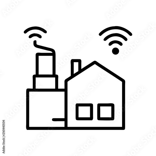 Smart Factory Line Icon Thin Outline Vector Illustration for Industrial Automation Manufacturing Robotics IoT Production Systems and Industry 4.0 Technology UI Design
