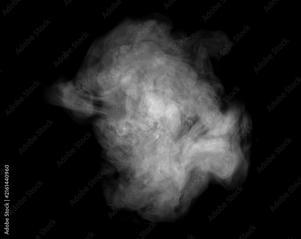 Fototapeta premium Abstract gray smoke cloud floating on a deep black background, featuring soft swirling particles dramatic monochrome tones, atmospheric texture, mysterious energy, and ample negative space for design.