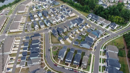 Aerial View Of Suburban Neighborhood Subdivisions In Wake Forest, North Carolina