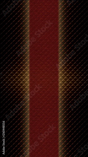 Elegant Dark Red Leather Texture with Vertical Golden Light Borders and Copy Space, 4K Seamless Loop