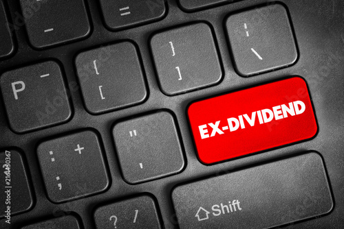 Photography Exdividend term shown on a keyboard key, representing stock market timing, share