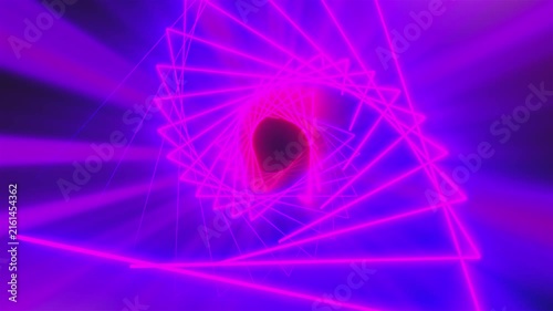 Triangles Neon Tunnel. Computer generated render