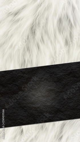Elegant Minimalist White Fur and Black Stone Panel Copy Space Vertical Background, 4K Seamless Loop
