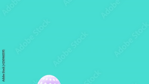 Jumping colorful easter eggs on blue background, seamless loop 3D animation in 4K UHD