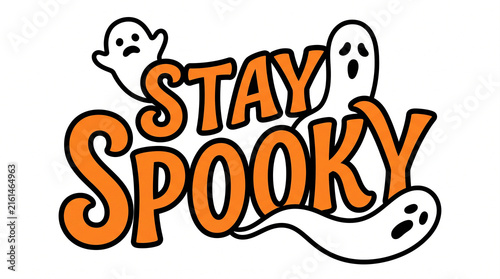 Stay Spooky Halloween Typography Design with Cute Ghosts
