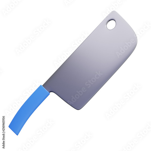 Foto 3D butcher Cleaver Knife for professional kitchen cooking and meat preparation