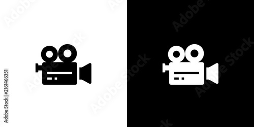 Vintage movie camera icons in black and white.