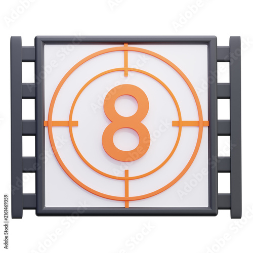 Foto 3D movie Film Countdown Number Eight for Cinema Production Start