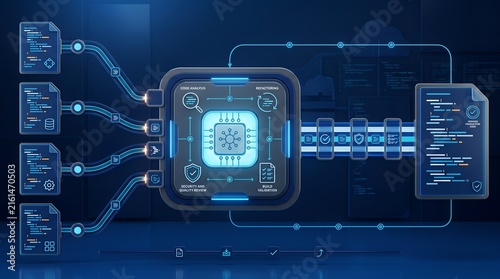Abstract software development workflow with code analysis and build validation