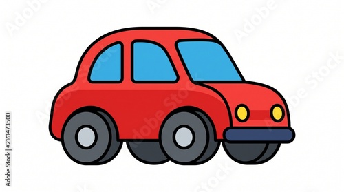 Red Toy Car Vector Illustration Isolated on White Background