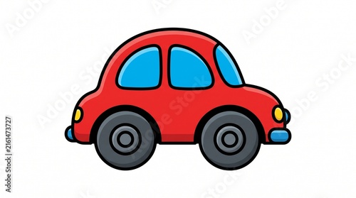 Red Toy Car Cartoon Vector Illustration Isolated on White Background