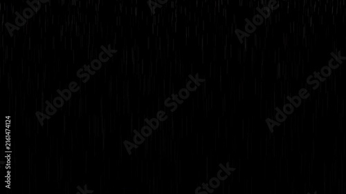 Subtle falling rain on black background, loopable animation with motion blur in prores 4K UHD