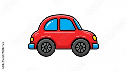 Cute red toy car vector illustration isolated on white background