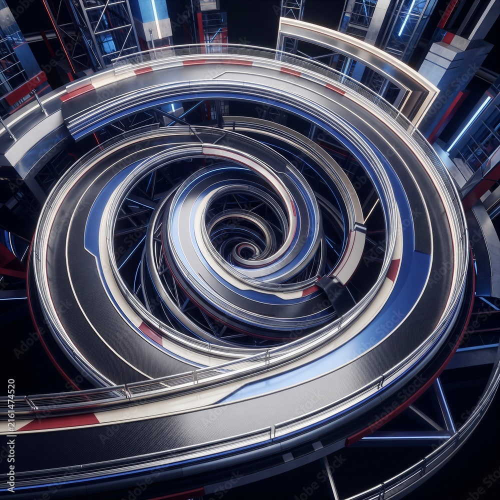 Fototapeta premium Madrid Grand Prix Abstract Background – Premium Sapphire Silver Racing Circuit Architecture