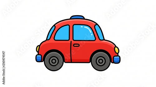 Cute Red Toy Car Vector Illustration Isolated on White Background