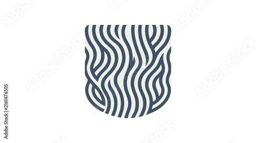 Abstract shield shape with wavy vertical line patterns.