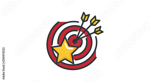 Target with arrows and star achievement symbol.