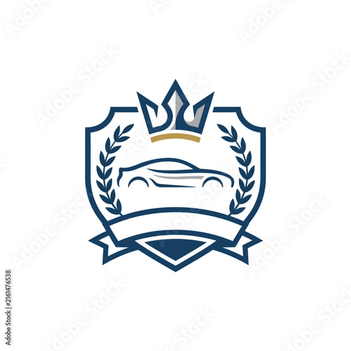 Automotive car silhouette shield with luxury crown crest.