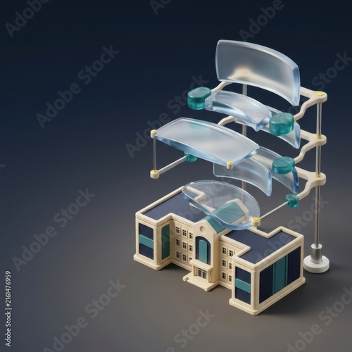 3D render of model representing safe learning environment for education protection