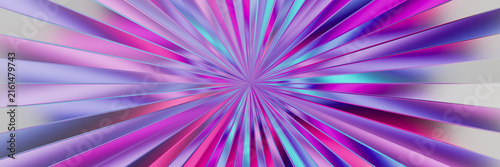 Pink and blue glass starburst with luminous reflections and smooth texture. 3d render illustration.