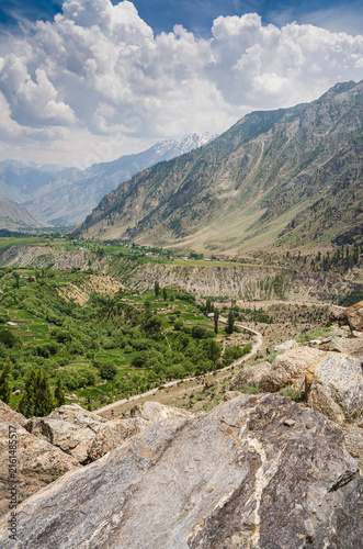 Rural vertical landscape view of Tarishing valley in summer, Astore, Gilgit-Baltistan, Pakistan