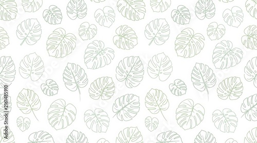 Stylish seamless design featuring monstera leaves on a clean white backdrop perfect for contemporary home decor