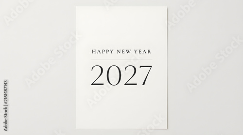 Minimalist new year greeting card with the year 2027 in a simple design