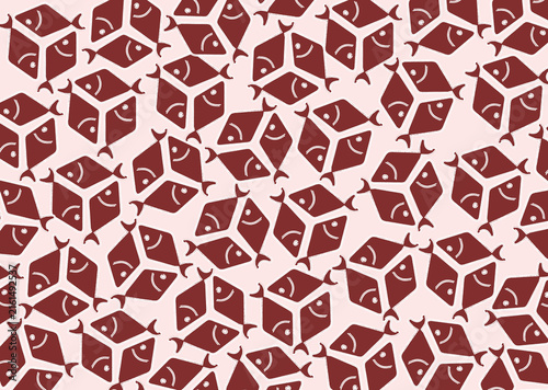 Foto Red geometric fish seamless pattern in stylized tessellation ethnic artwork