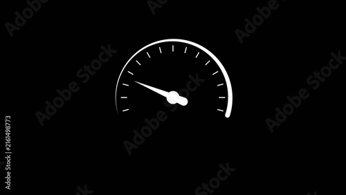 Digital speedometer gauge increasing performance and efficiency indicator white color 4k illustration. Car speedometer dashboard. Black background 4k illustration.