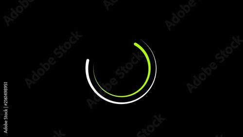 2 loading circle white and green color 4k illustration. Digital circle bar black background 4k illustration.