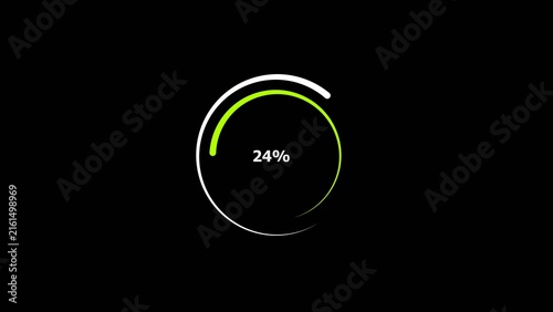 2 loading circle white and green color 4k illustration. Digital circle bar black background 4k illustration.