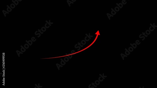 Direction arrow line symbol right indicator red color 4k illustration. Simple red pointer showing opposite direction. Black background 4k illustration.