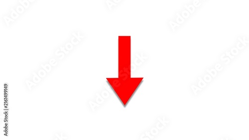 Direction arrow line symbol down indicator green color 4k illustration. Simple green pointer showing opposite direction. White background 4k illustration.
