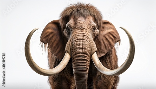 woolly mammoth isolated on white background front view of extinct prehistoric mammal