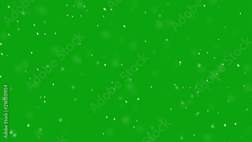 Macro snowflakes twirl gracefully on vibrant green screen chroma key canvas. Elegant crystalline frost perfect for luxury winter wonderland scenes. Ideal for compositing high end Christmas.