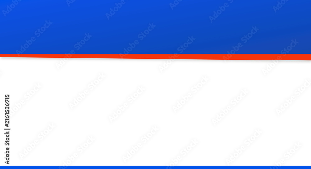 Fototapeta premium Solid blue top header bar featuring a thin red horizontal divider line. Minimalist flat vector graphic for modern corporate web layouts. Delivered as a transparent png cutout object.
