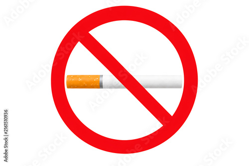 No smoking symbol with cigarette prohibition sign isolated on transparent background