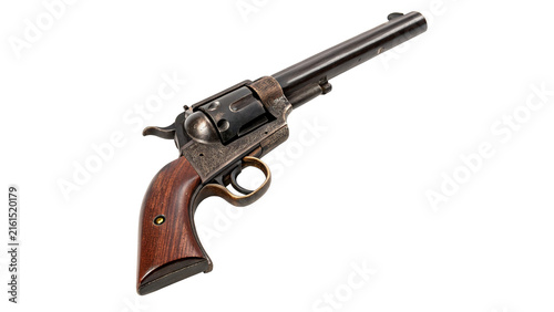 Canvastavla Vintage metallic western revolver pistol handgun firearm weapon isolated on a wh