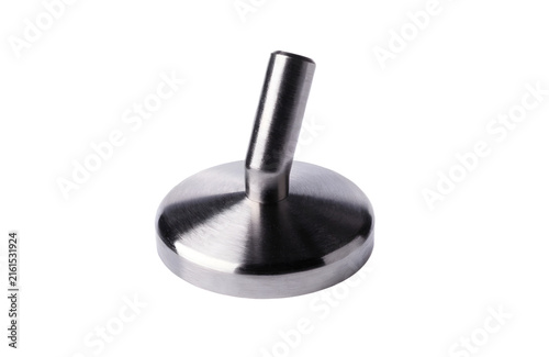 Metal coffee tamper tool for espresso preparation isolated on white background