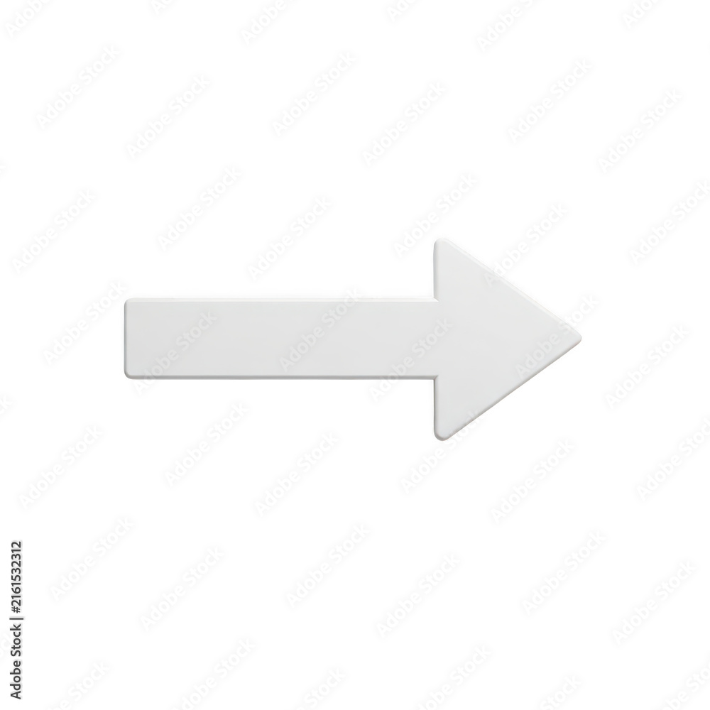 Obraz premium Simple white arrow pointing to the right isolated on transparent background