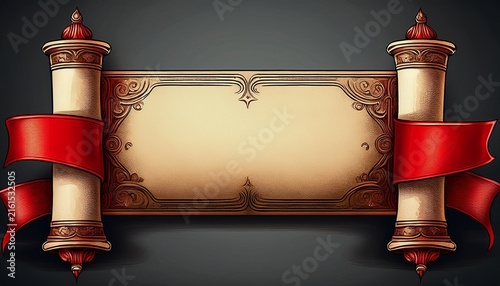 vintage scroll with red ribbon