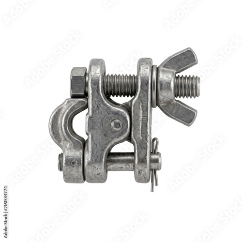 Foto Heavy duty metal clamp with wing nut and bolt for secure fastening