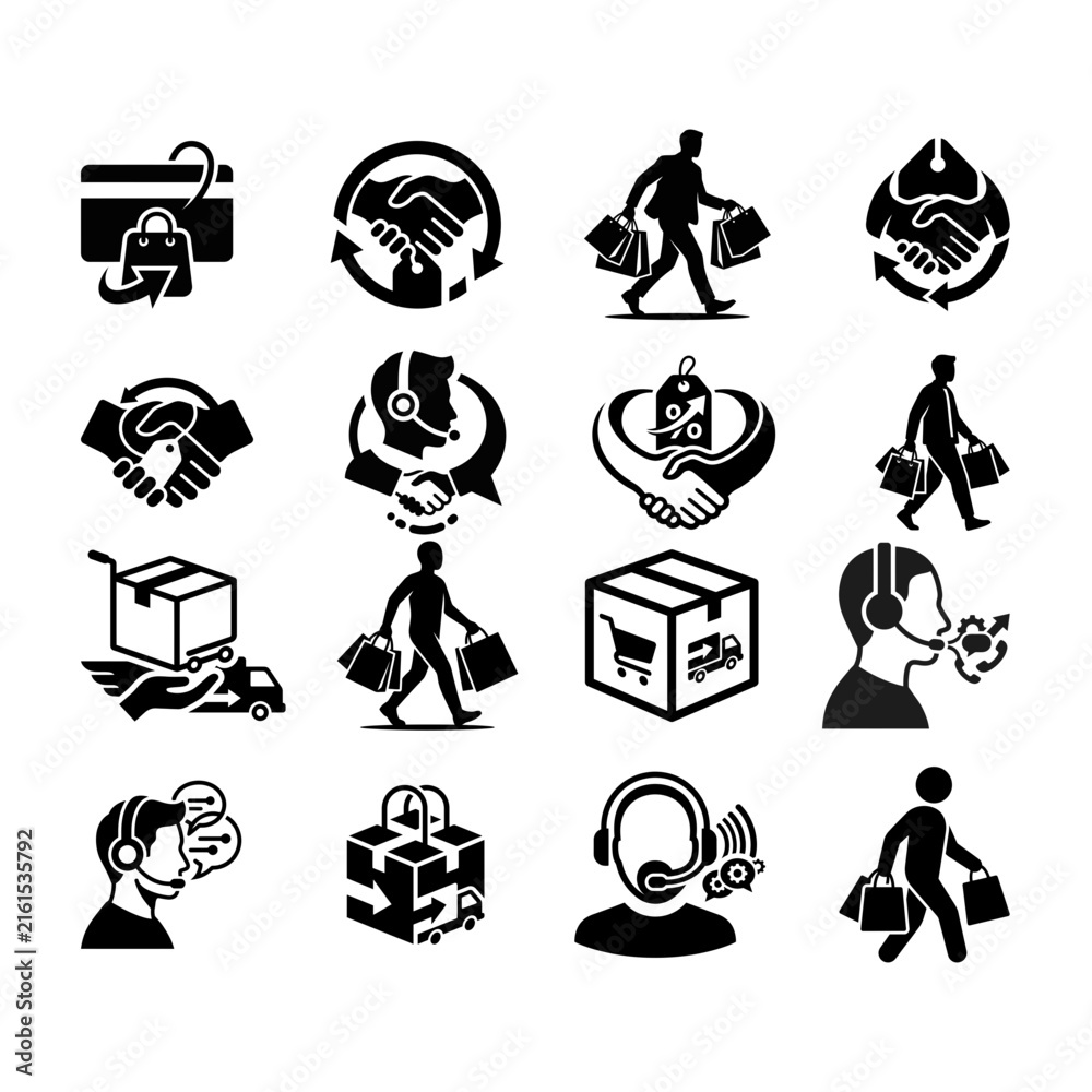 Obraz premium Ecommerce Shopping and Customer Service Icons Set, Retail Business